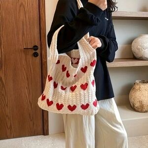 Heart Crochet Tote Bag